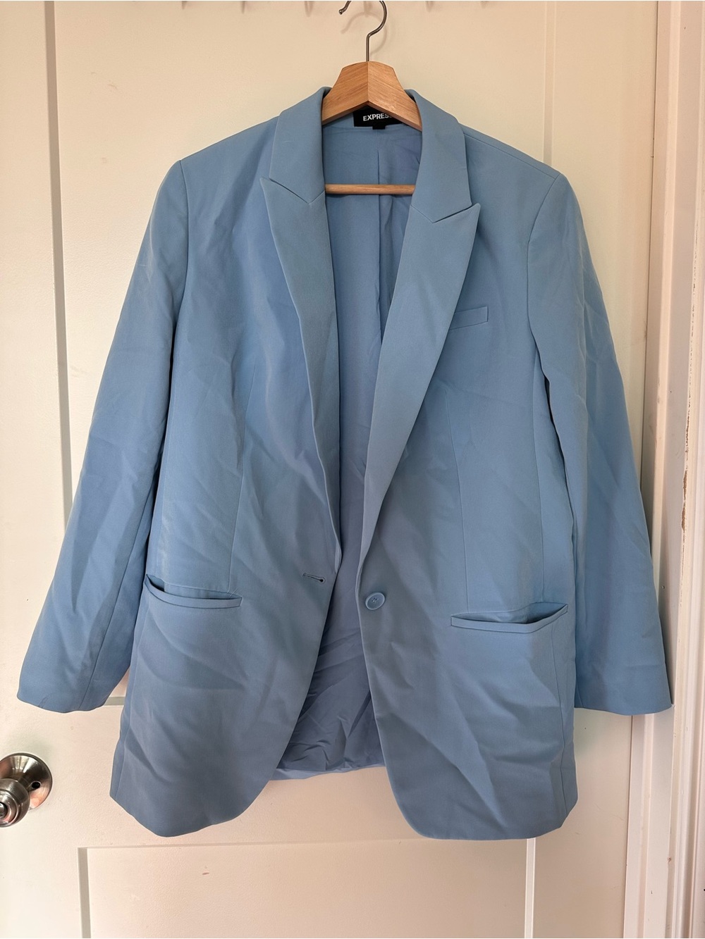 Express Pale Blue Single-Button Blazer